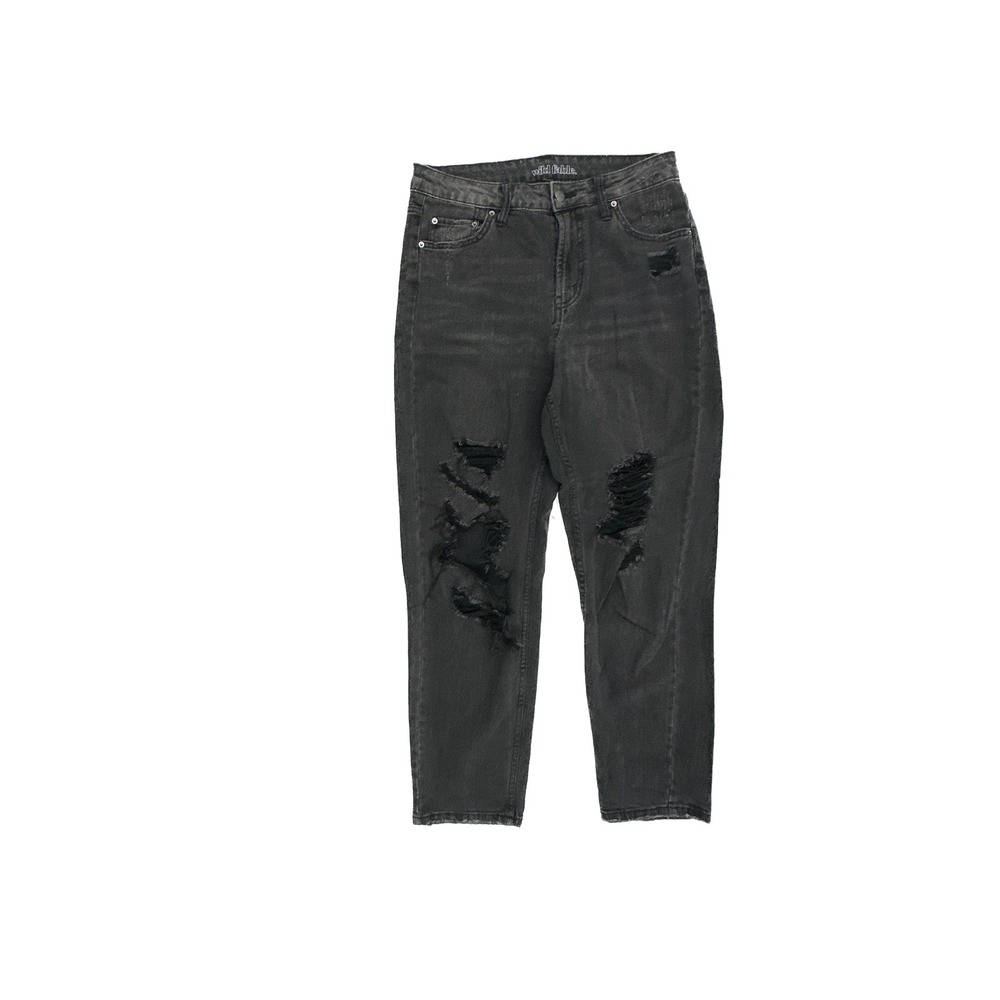 Wild Fable Mom Jeans Womens 6 Black High Rise Distressed Ripped Denim